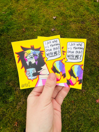 “PAINT DRINKER” | Sparkledog Matte Sticker