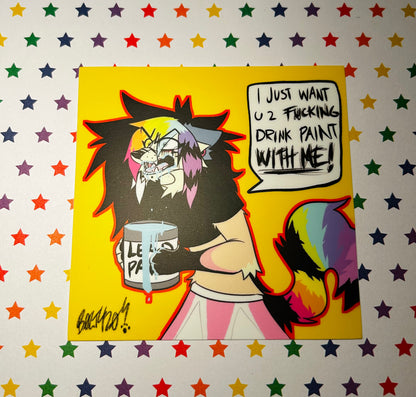 “PAINT DRINKER” | Sparkledog Matte Sticker