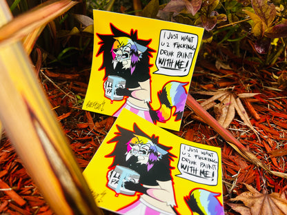 “PAINT DRINKER” | Sparkledog Matte Sticker