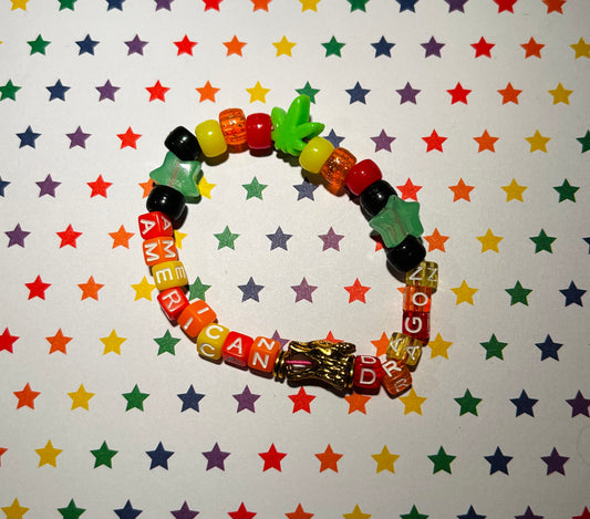 “AMERICAN DRAGON” | Silly Kandi Bracelet with Metal Dragon Beads