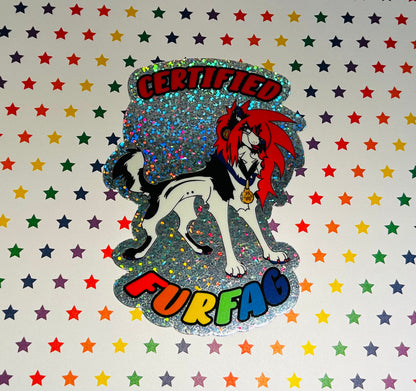 “CERTIFIED FURFAG” | Sparkledog Glitter Sticker