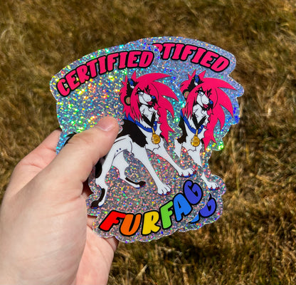 “CERTIFIED FURFAG” | Sparkledog Glitter Sticker