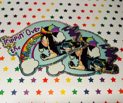 “TRIPPIN’ OVER THE RAINBOW” | Sparkledog Glitter Sticker