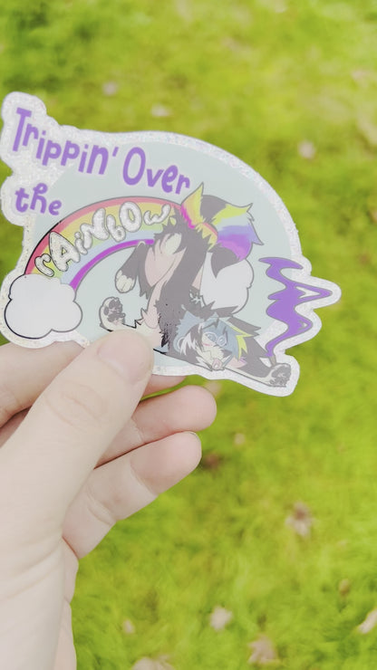 “TRIPPIN’ OVER THE RAINBOW” | Sparkledog Glitter Sticker